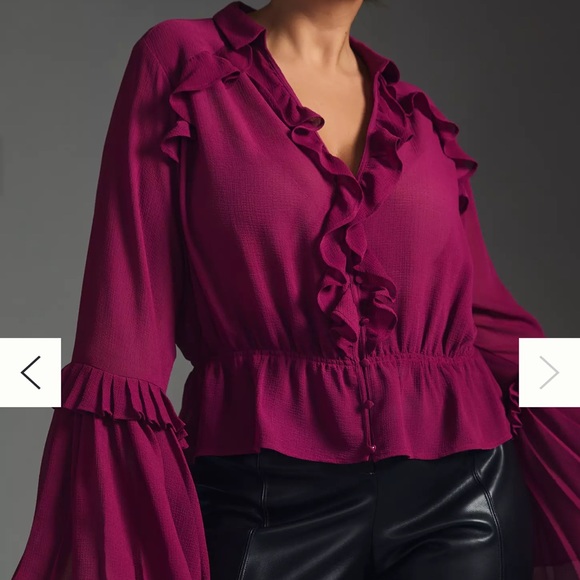 Anthropologie Sheer V-Neck Blouse - Picture 11 of 12